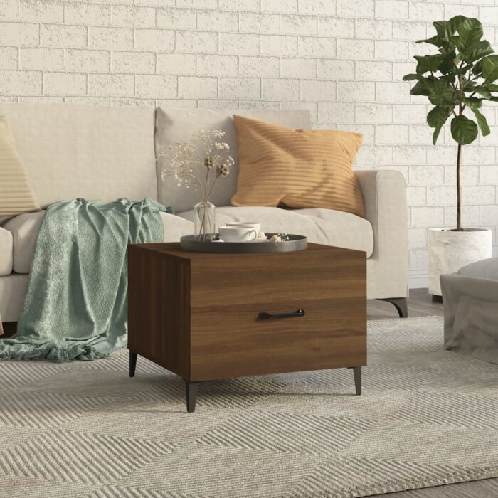 Table basse avec pieds en métal Chêne marron 50x50x40 cm – Image 1