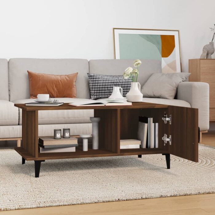 Table basse Chêne marron 90x50x40 cm Bois d'ingénierie – Image 6