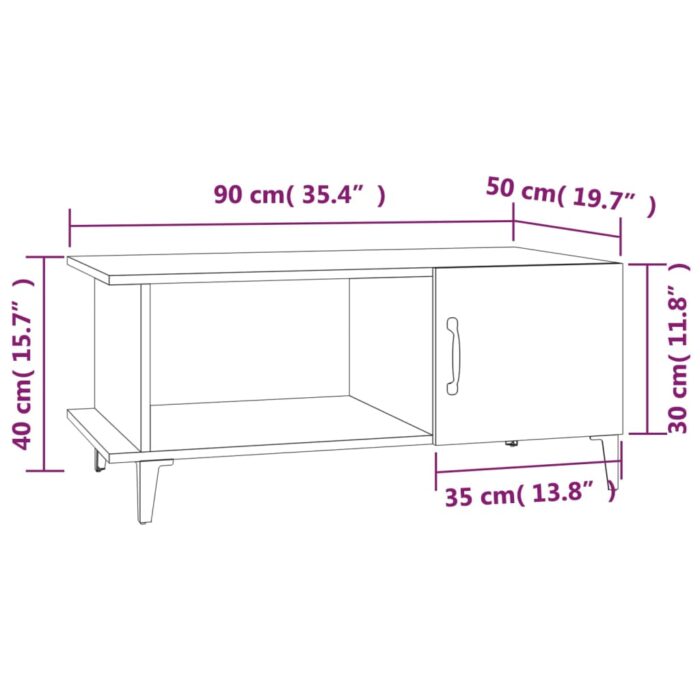 Table basse Chêne marron 90x50x40 cm Bois d'ingénierie – Image 7