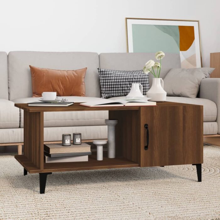 Table basse Chêne marron 90x50x40 cm Bois d'ingénierie – Image 1