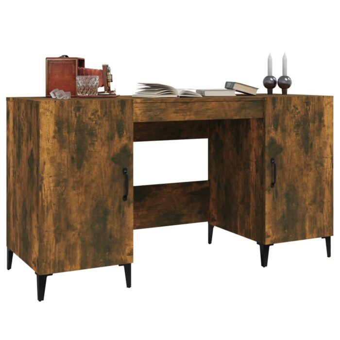 Bureau Chêne fumé 140x50x75 cm Bois d'ingénierie – Image 2