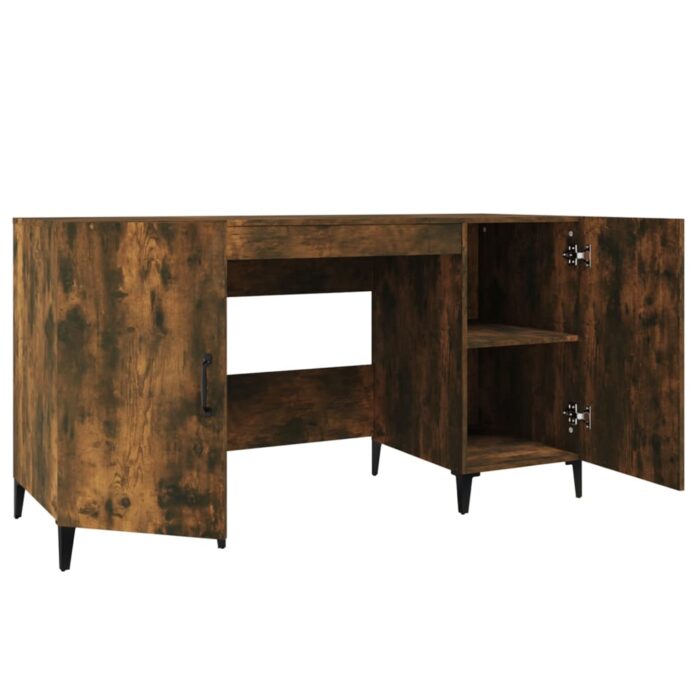 Bureau Chêne fumé 140x50x75 cm Bois d'ingénierie – Image 5