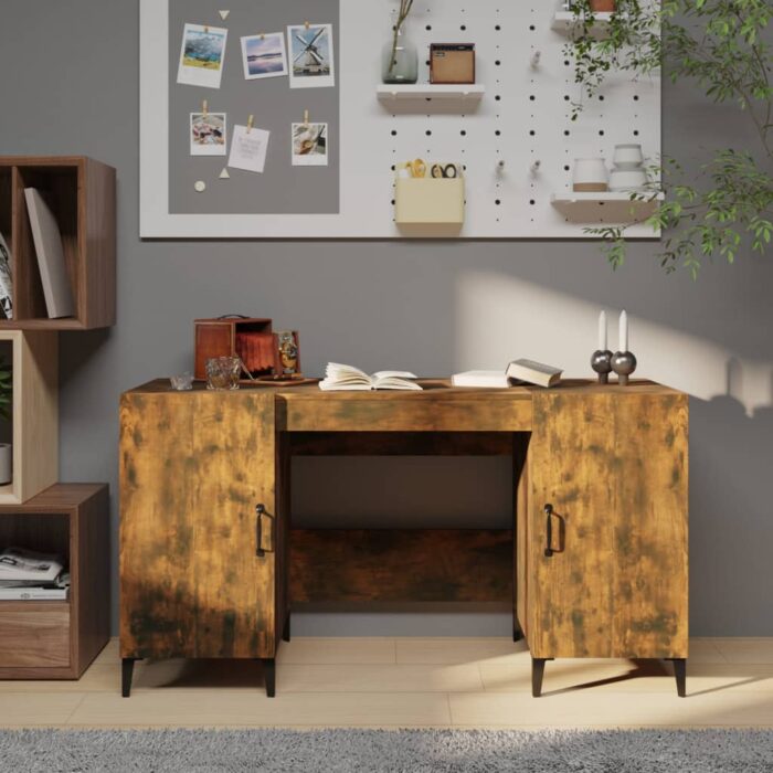 Bureau Chêne fumé 140x50x75 cm Bois d'ingénierie – Image 1
