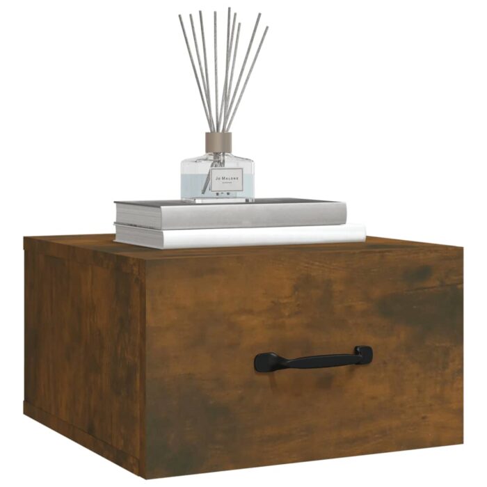 Table de chevet murale Chêne fumé 35x35x20 cm – Image 2