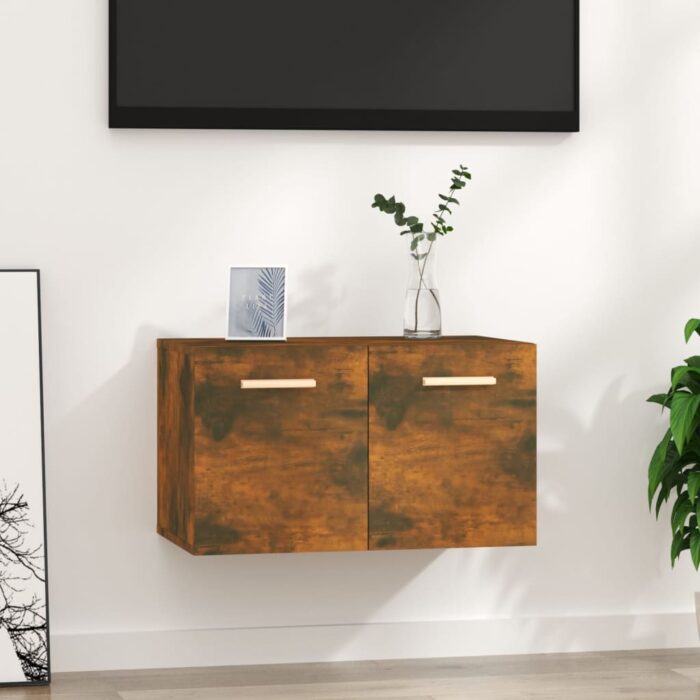 Armoire murale Chêne fumé 60x36,5x35 cm Bois d'ingénierie – Image 1