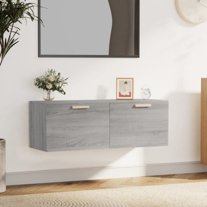 Armoire murale Sonoma gris 100x36,5x35 cm Bois d'ingénierie – Image 1