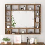 Armoire à miroir avec LED Chêne fumé 91x15x76,5 cm – Image 3