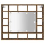 Armoire à miroir avec LED Chêne fumé 91x15x76,5 cm – Image 5