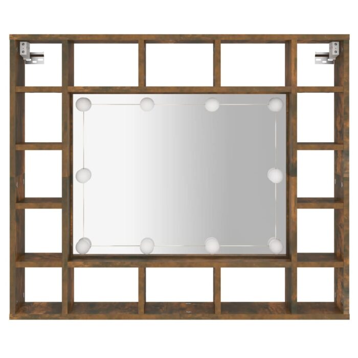 Armoire à miroir avec LED Chêne fumé 91x15x76,5 cm – Image 5