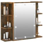 Armoire à miroir avec LED Chêne fumé 70x16,5x60 cm – Image 4