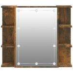 Armoire à miroir avec LED Chêne fumé 70x16,5x60 cm – Image 6