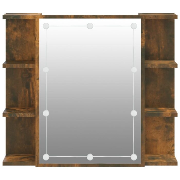 Armoire à miroir avec LED Chêne fumé 70x16,5x60 cm – Image 6