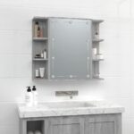 Armoire à miroir avec LED Sonoma gris 70x16,5x60 cm – Image 2