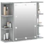 Armoire à miroir avec LED Sonoma gris 70x16,5x60 cm – Image 4