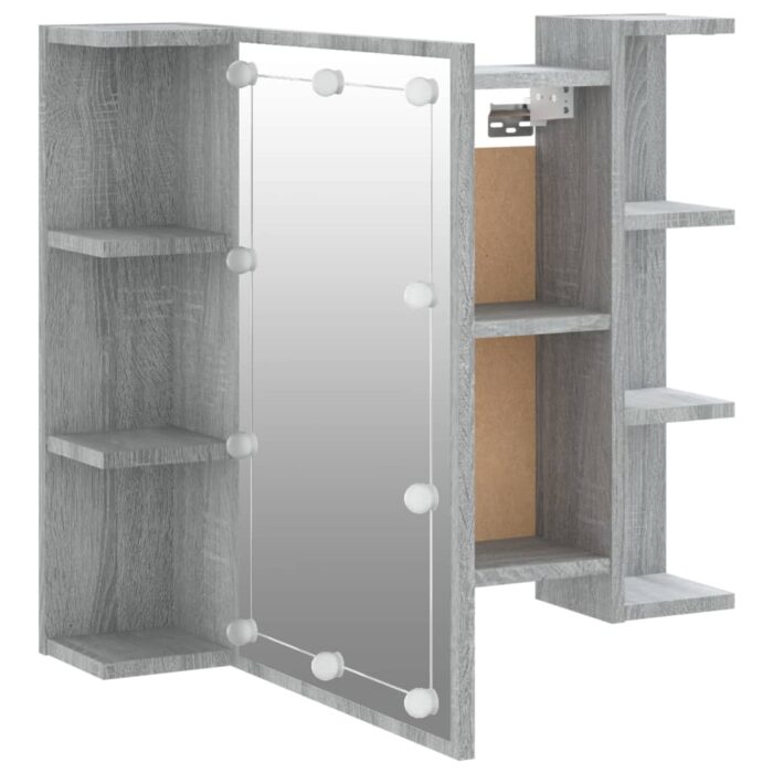 Armoire à miroir avec LED Sonoma gris 70x16,5x60 cm – Image 8