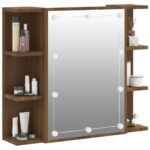 Armoire à miroir avec LED Chêne marron 70x16,5x60 cm – Image 4