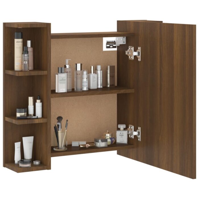 Armoire à miroir avec LED Chêne marron 70x16,5x60 cm – Image 5