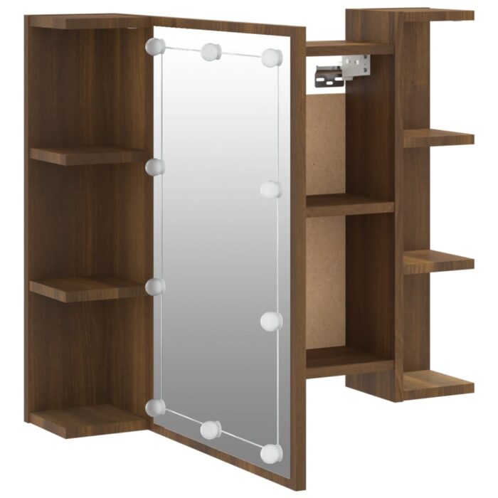 Armoire à miroir avec LED Chêne marron 70x16,5x60 cm – Image 8