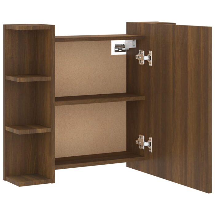 Armoire à miroir avec LED Chêne marron 70x16,5x60 cm – Image 9