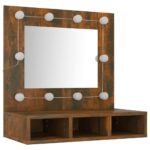 Armoire à miroir avec LED Chêne fumé 60x31,5x62 cm – Image 2