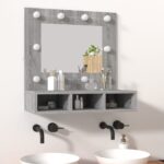 Armoire à miroir avec LED Sonoma gris 60x31,5x62 cm – Image 10