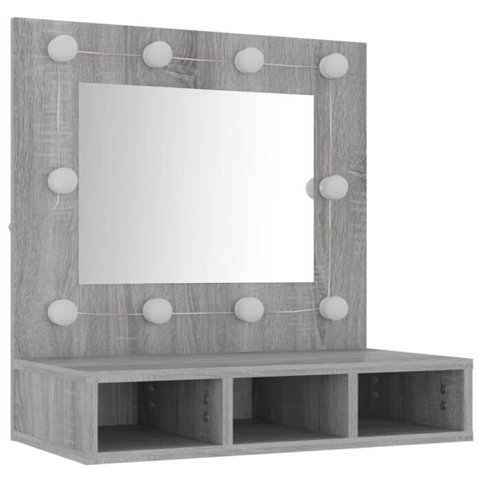 Armoire à miroir avec LED Sonoma gris 60x31,5x62 cm – Image 2