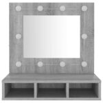 Armoire à miroir avec LED Sonoma gris 60x31,5x62 cm – Image 3