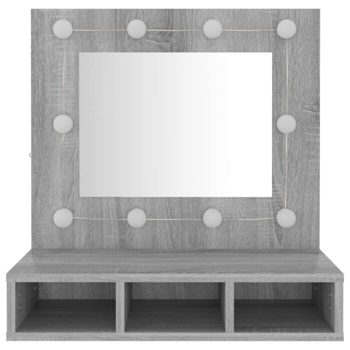Armoire à miroir avec LED Sonoma gris 60x31,5x62 cm – Image 3