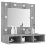 Armoire à miroir avec LED Sonoma gris 60x31,5x62 cm – Image 9