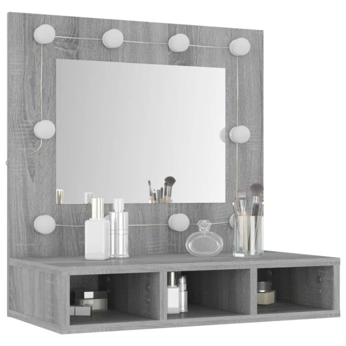 Armoire à miroir avec LED Sonoma gris 60x31,5x62 cm – Image 9