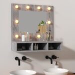 Armoire à miroir avec LED Sonoma gris 60x31,5x62 cm