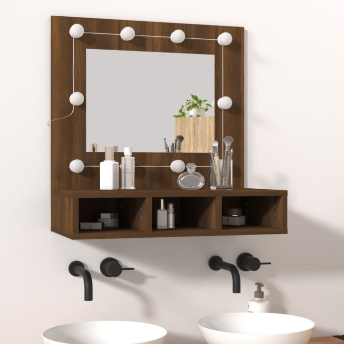 Armoire à miroir avec LED Chêne marron 60x31,5x62 cm – Image 11