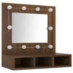 Armoire à miroir avec LED Chêne marron 60x31,5x62 cm – Image 2