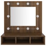 Armoire à miroir avec LED Chêne marron 60x31,5x62 cm – Image 3