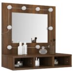 Armoire à miroir avec LED Chêne marron 60x31,5x62 cm – Image 9