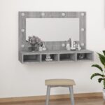 Armoire à miroir avec LED Sonoma gris 90x31,5x62 cm – Image 10