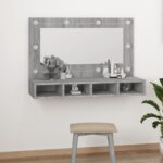 Armoire à miroir avec LED Sonoma gris 90x31,5x62 cm – Image 11
