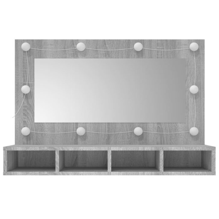 Armoire à miroir avec LED Sonoma gris 90x31,5x62 cm – Image 2