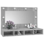 Armoire à miroir avec LED Sonoma gris 90x31,5x62 cm – Image 8