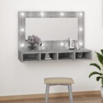 Armoire à miroir avec LED Sonoma gris 90x31,5x62 cm – Image 9