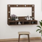 Armoire à miroir avec LED Chêne marron 90x31,5x62 cm – Image 11