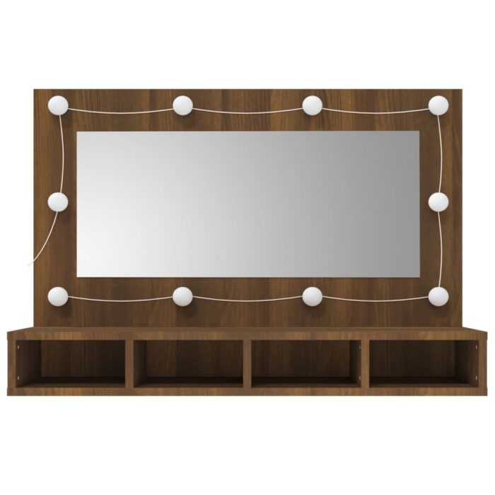 Armoire à miroir avec LED Chêne marron 90x31,5x62 cm – Image 2