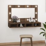 Armoire à miroir avec LED Chêne marron 90x31,5x62 cm – Image 9