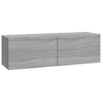 Meubles TV muraux 2pcs sonoma gris 100x30x30 cm bois ingénierie – Image 3
