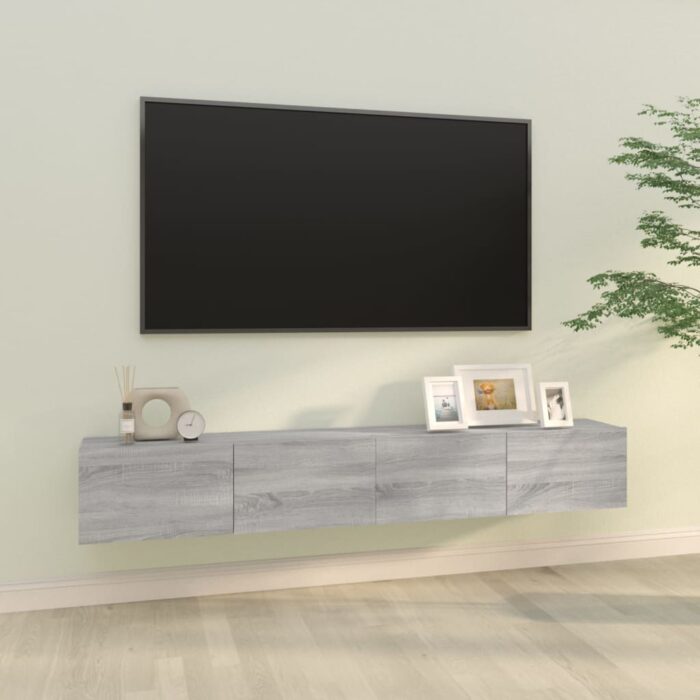 Meubles TV muraux 2pcs sonoma gris 100x30x30 cm bois ingénierie – Image 1