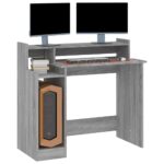 Bureau et lumières LED Sonoma gris 97x45x90cm Bois d'ingénierie – Image 5