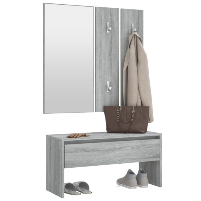 Ensemble de meubles de couloir Sonoma gris Bois d'ingénierie – Image 2