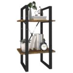 Bibliothèque 2 niveaux Chêne fumé 40x30x70 cm Bois d'ingénierie – Image 2