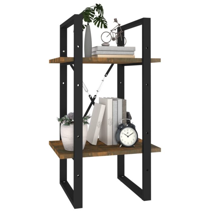 Bibliothèque 2 niveaux Chêne fumé 40x30x70 cm Bois d'ingénierie – Image 2