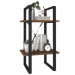 Bibliothèque 2 niveaux Chêne brun 40x30x70 cm Bois d'ingénierie – Image 2